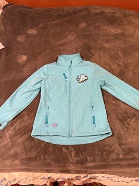 Kids Light Blue Softshell Puffer Jacket with Zip Pockets